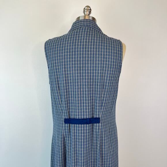 Vintage Faded Glory Women's Blue Plaid Flannel Collared Maxi Dress (Sz L) - Picture 9 of 14